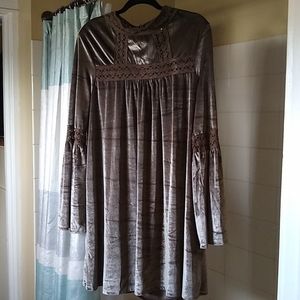 Boho velour bell sleeve dress